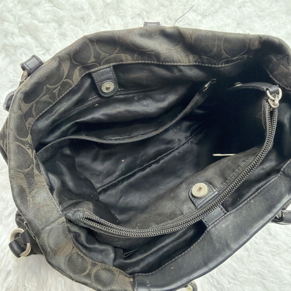 Vintage Y2K Coach Ashley Signature Shoulder Bag "Big C" Canvas Black Brown Purse - Picture 6 of 13